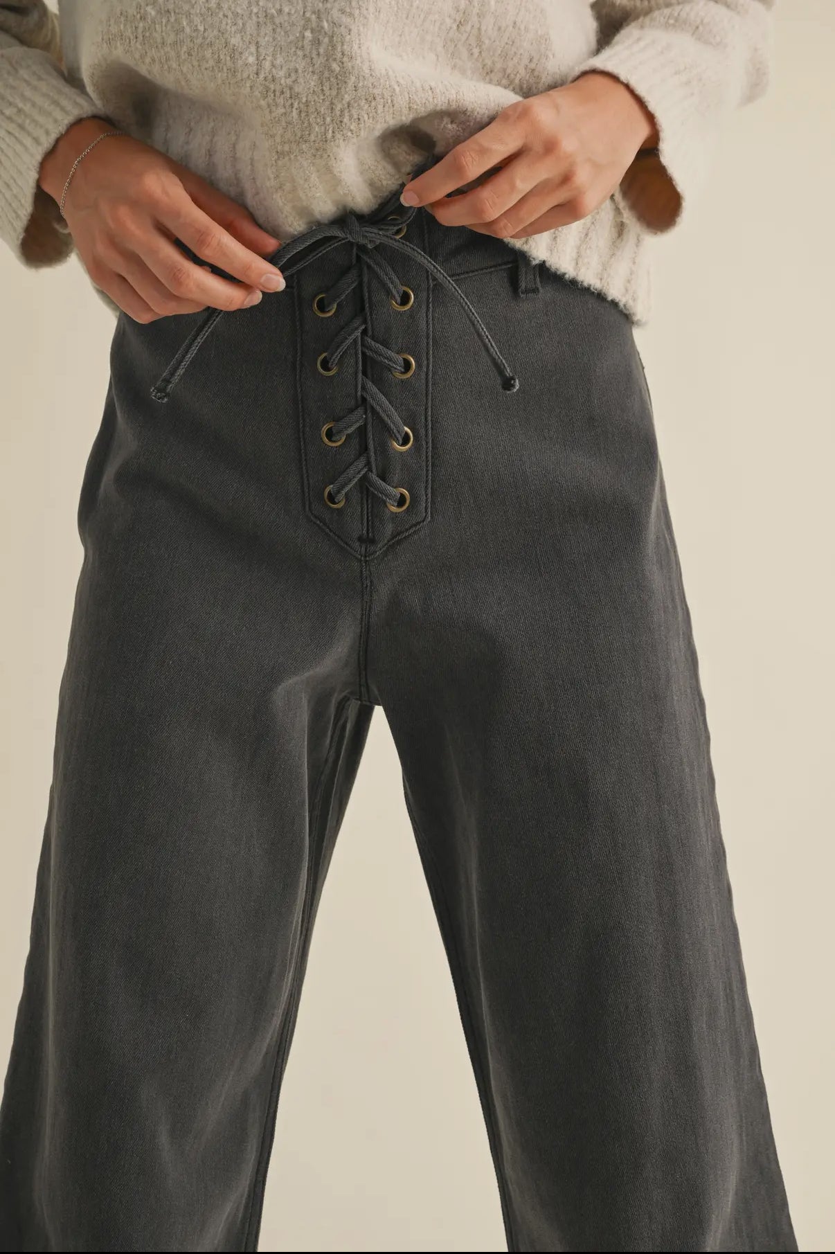 Lace up denim