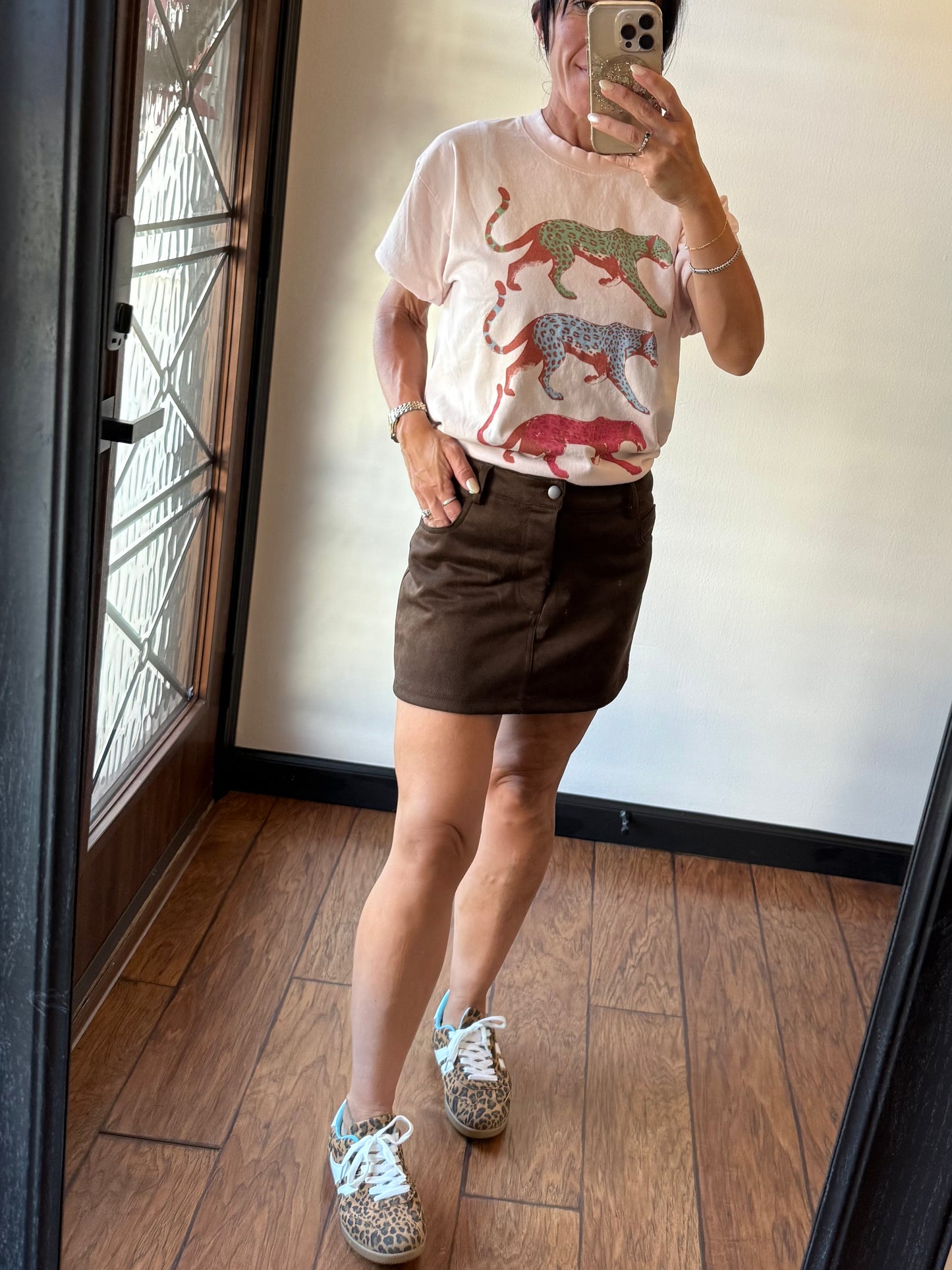 Faux Suede Mini Skort