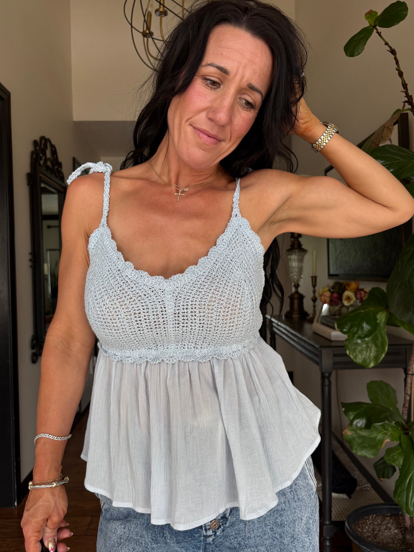 Blue Bud Peplum Top
