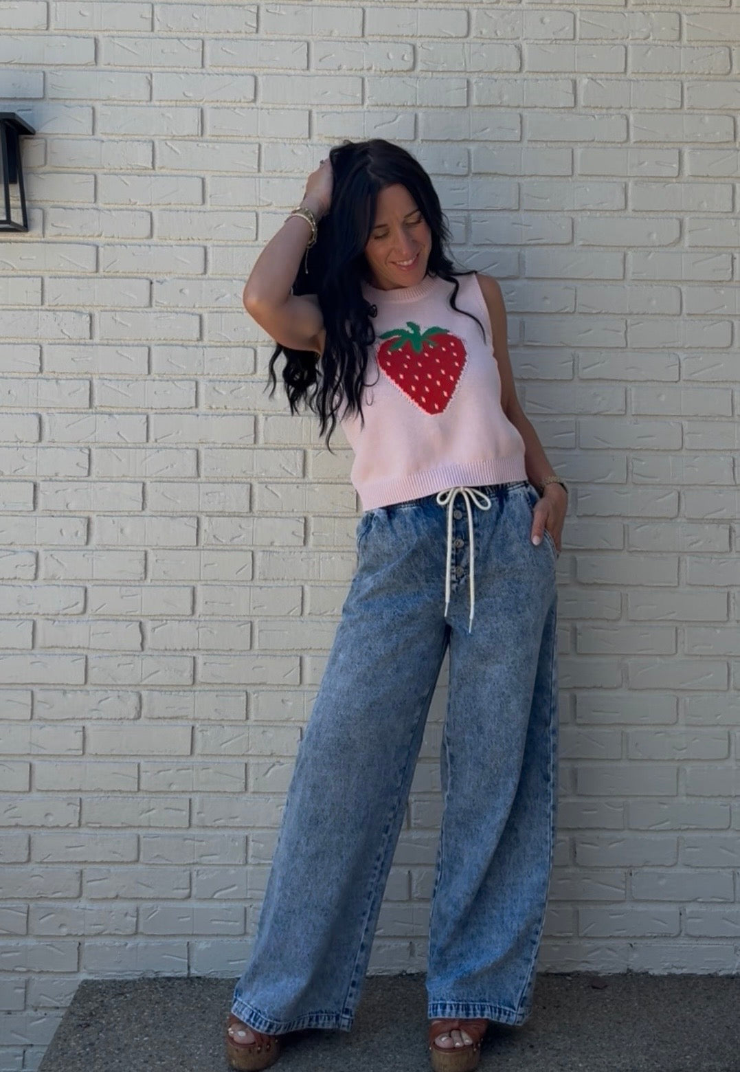 Strawberry Dreams Sleeveless Knit Top