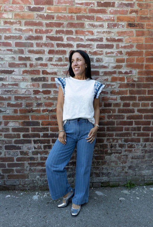 Striped denim pant