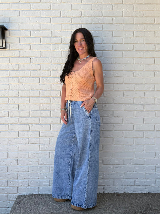 Bag It Wide Leg Denim Pant