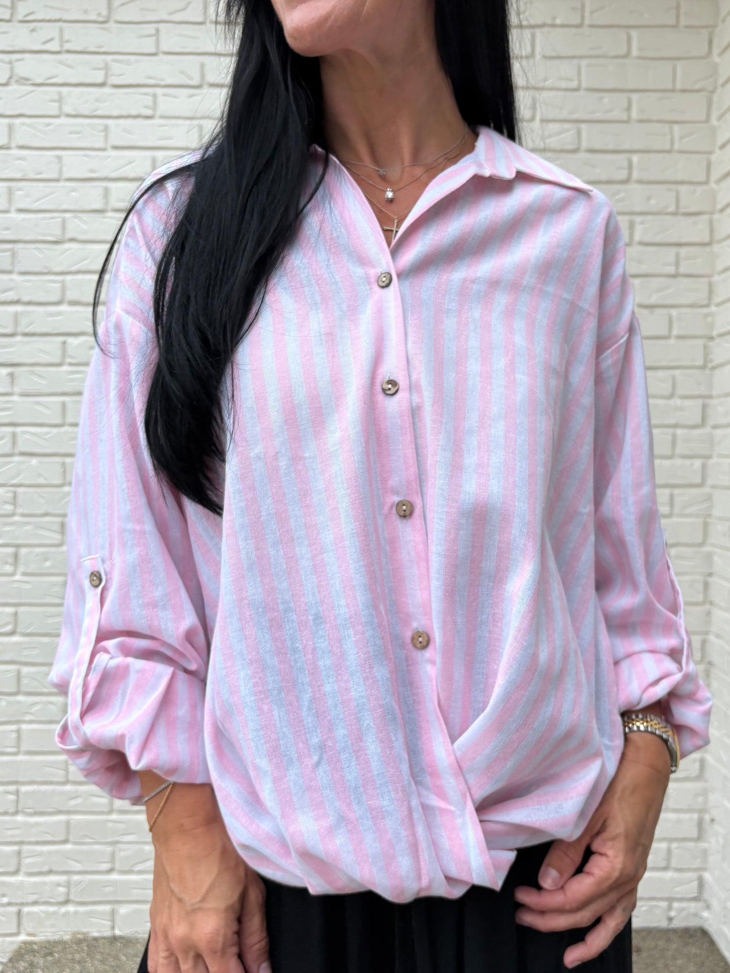 Class Act Striped Button-Up