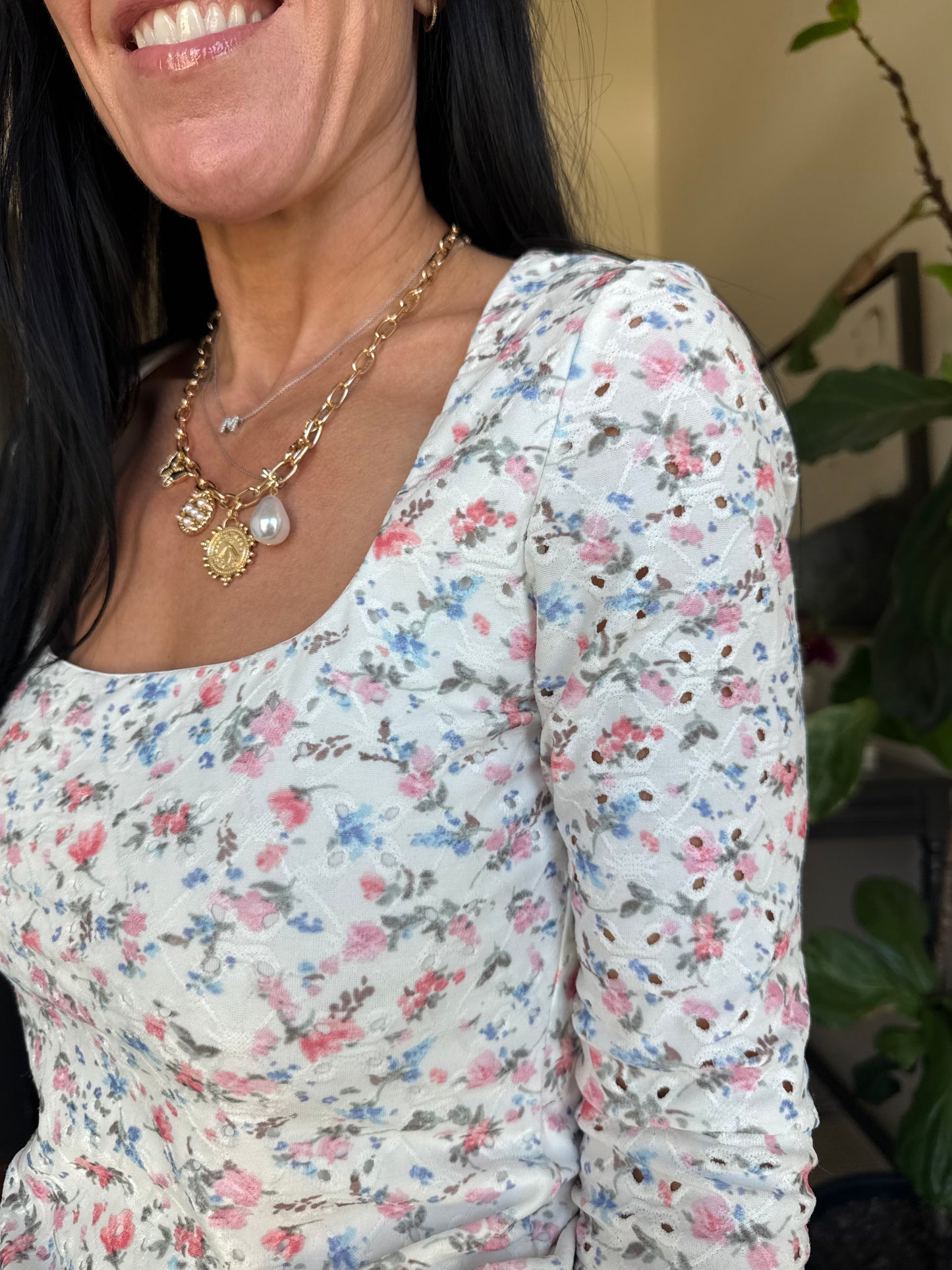 Floral Square Neck Top