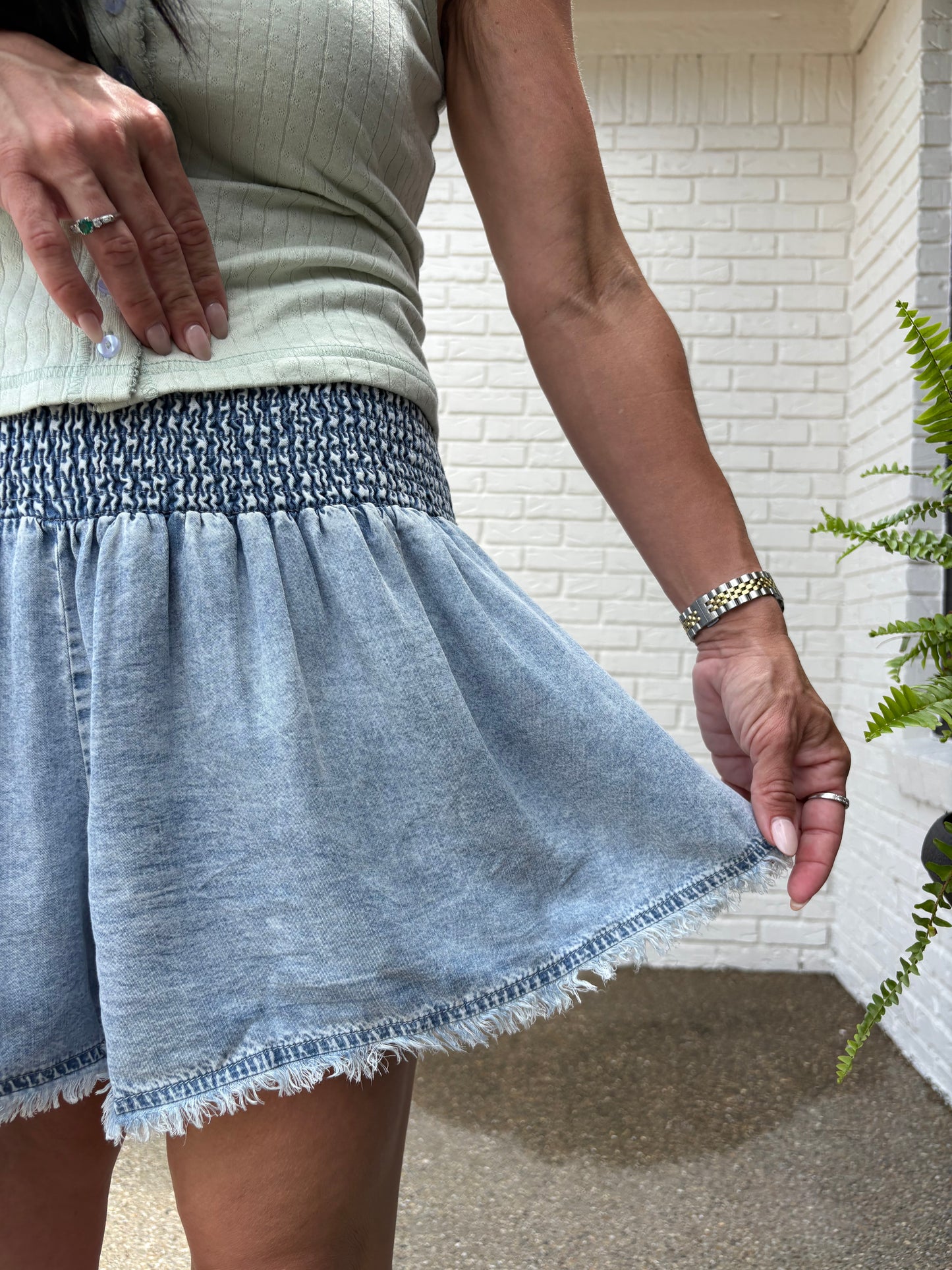 Everyday Denim Smocked Short