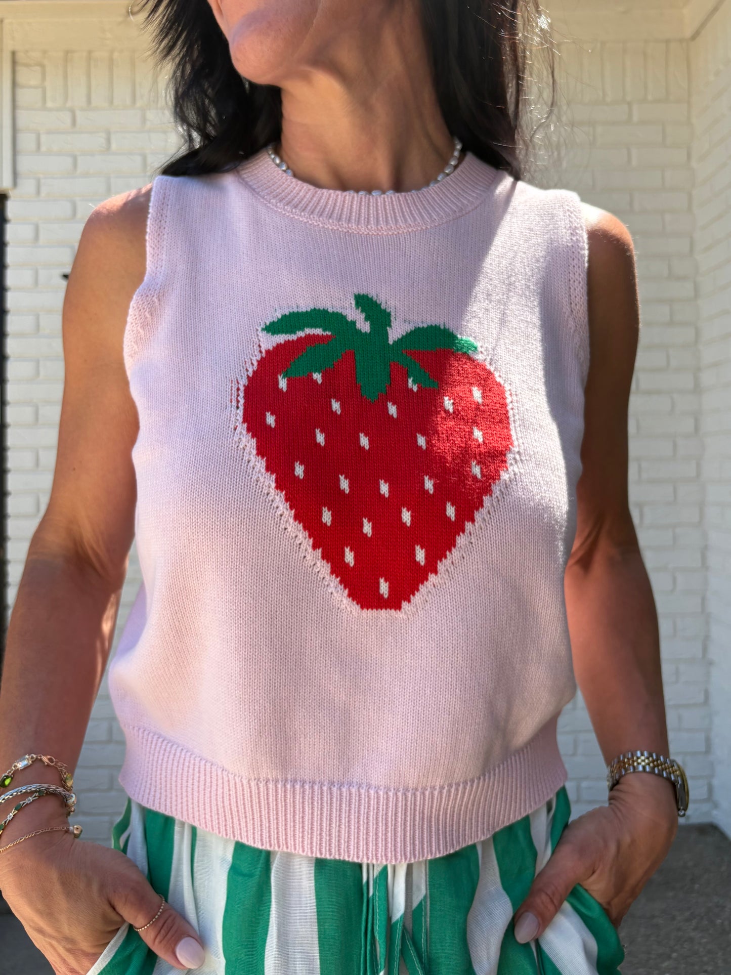Strawberry Dreams Sleeveless Knit Top