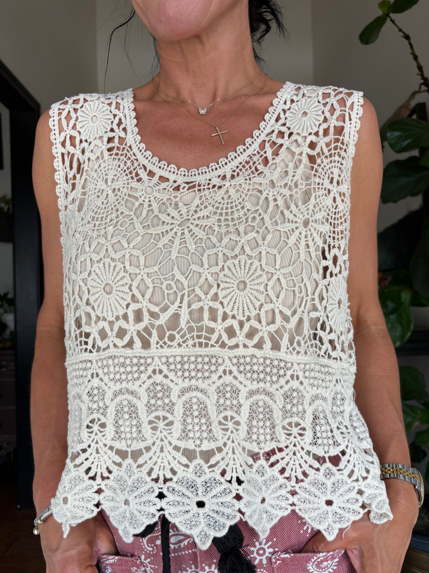 Cream of the Crop Crochet Layering Tank