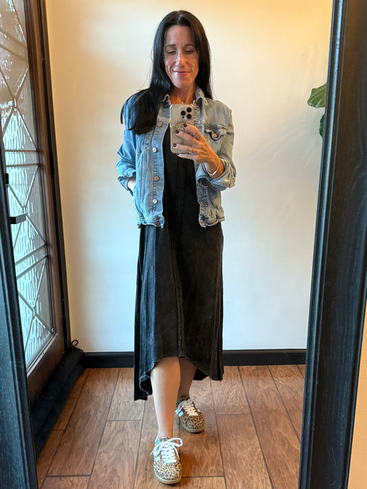 Acid Washed Midi Dress