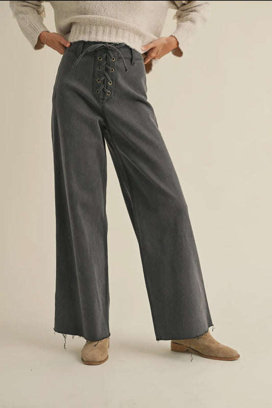 Lace up denim