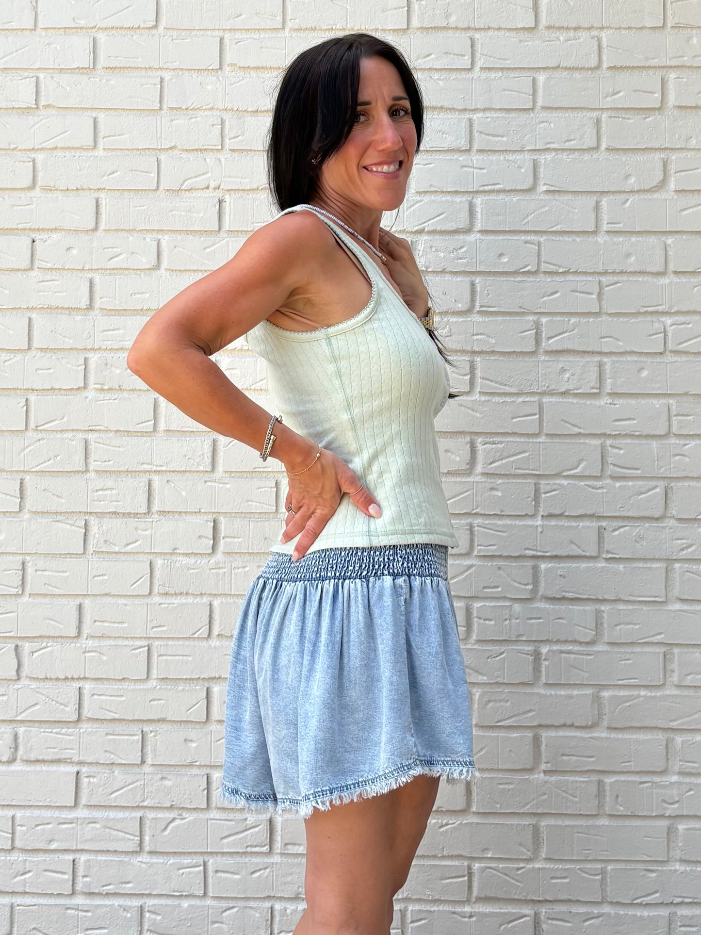 Everyday Denim Smocked Short
