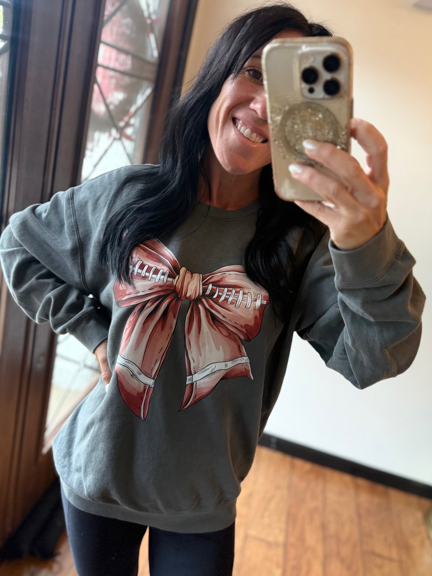Football Bow Graphic Sweatshirt