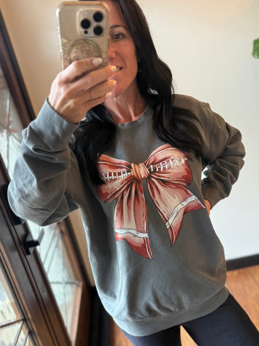 Football Bow Graphic Sweatshirt