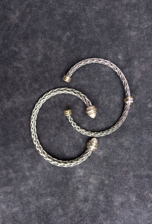 Mixed Metal Cable Cuff with Pearls