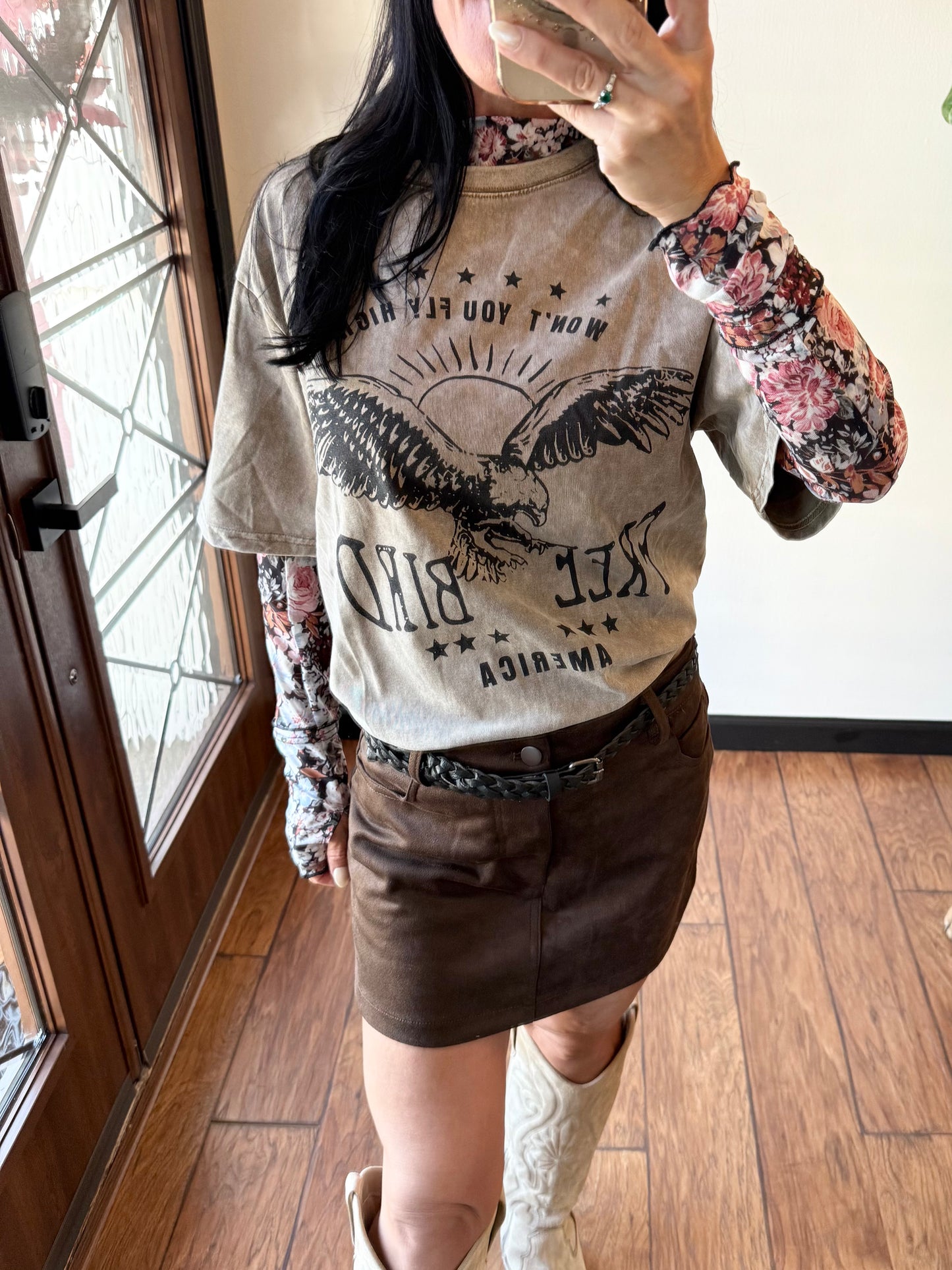 Faux Suede Skort