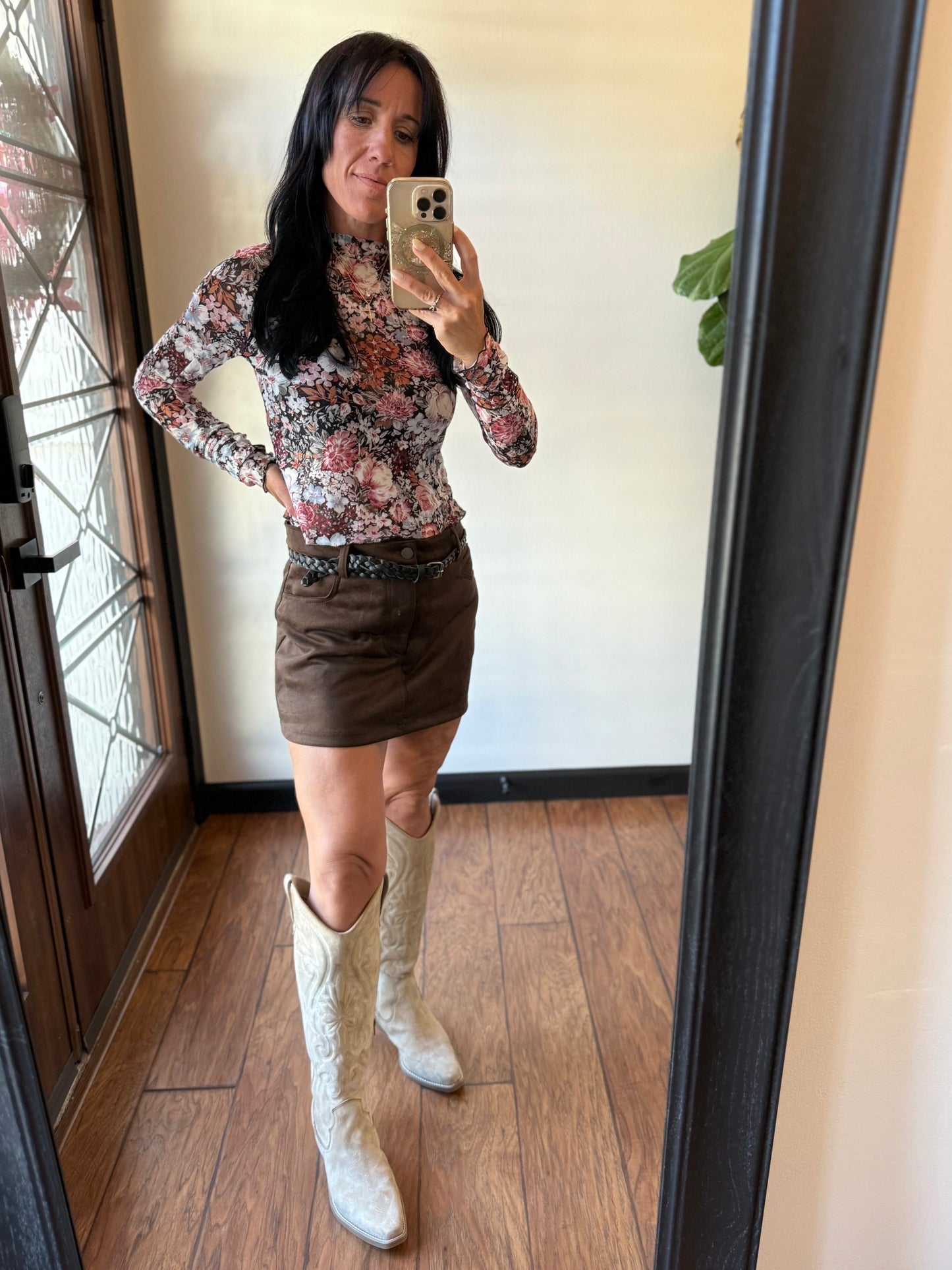 Faux Suede Skort