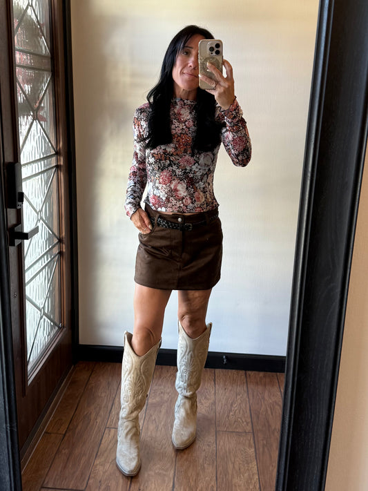 Faux Suede Skort