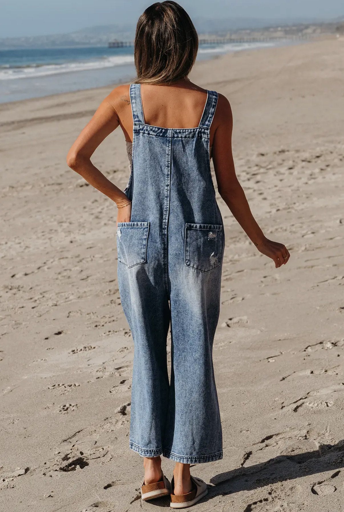 Distressed Denim Overalls