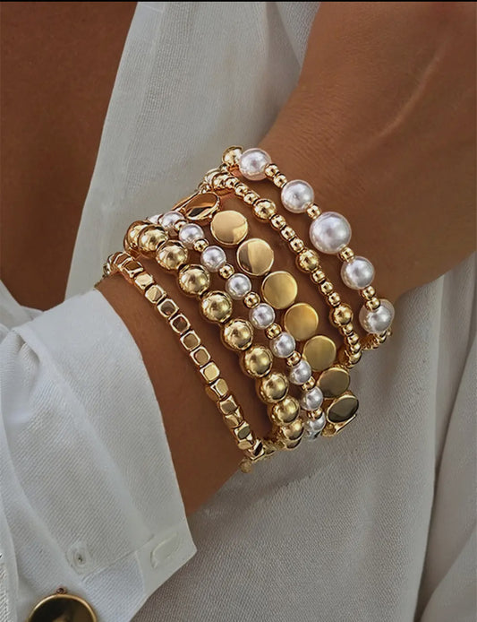 Beaded Pearl Bracelet Stack