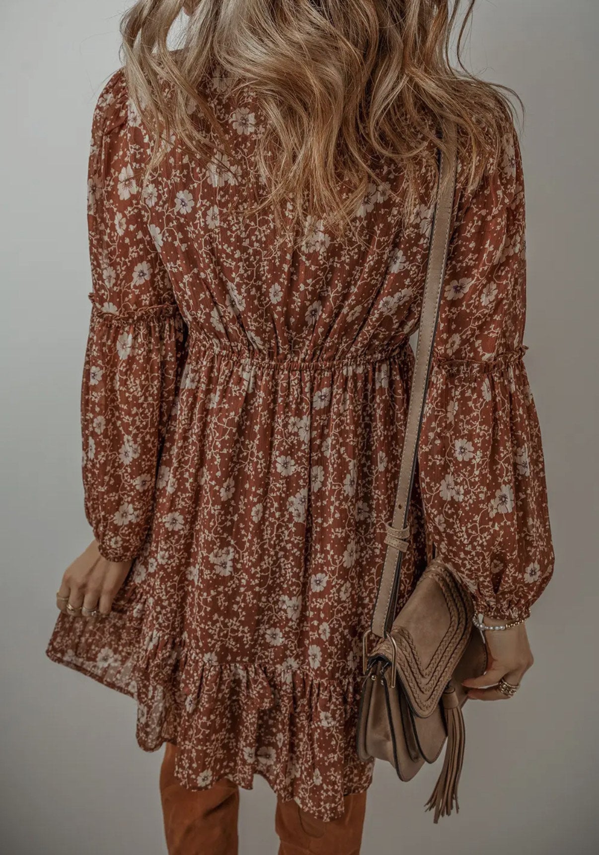 Long Sleeve Floral Babydoll Dress