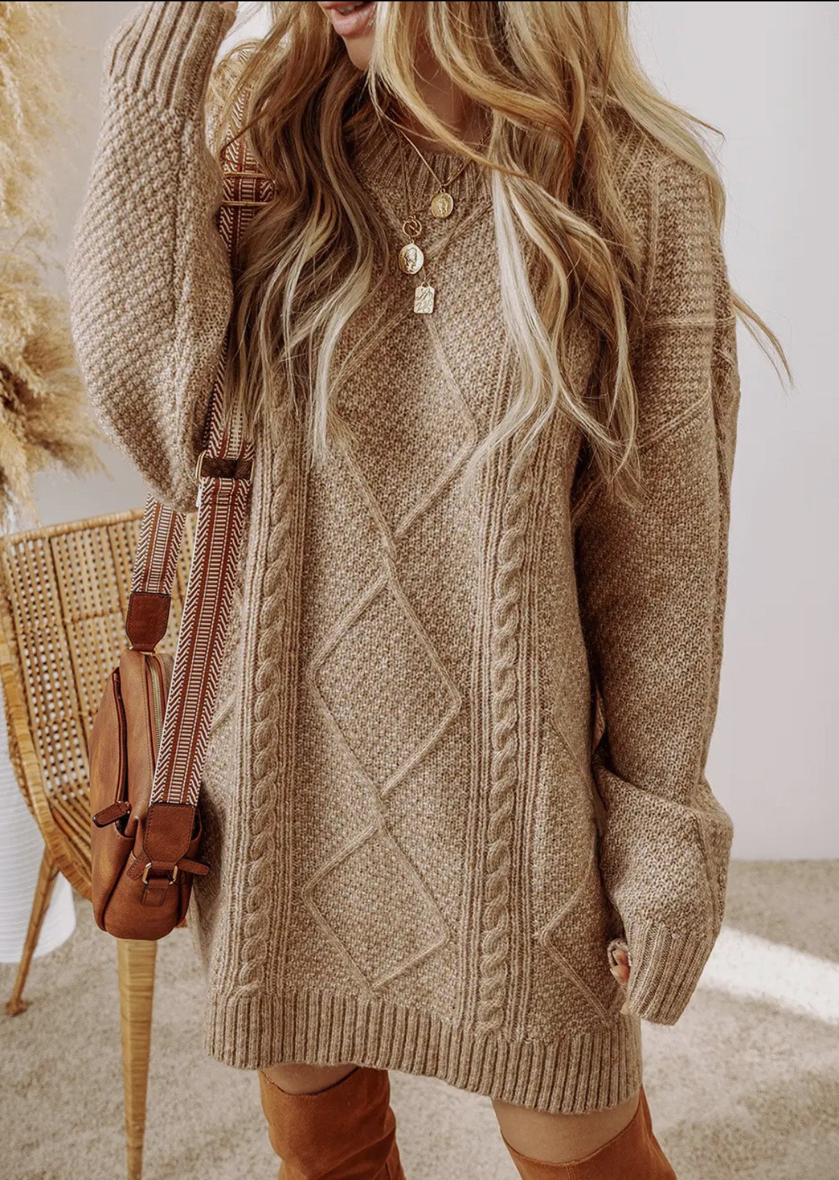 Cable Knit Sweater Dress